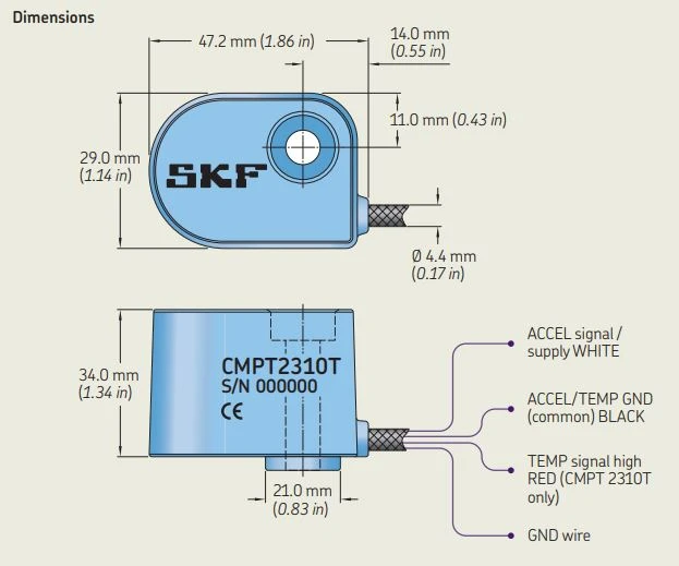 CMPT 2310TAX15, SKF, Mining Group ? Intrinsically Safe Accelerometer (IEXEcx / ATEX Certified), 100mV/g, Temp, 15m Cable 4 CMPT 2310TAX15, SKF, Mining Group ? Intrinsically Safe Accelerometer (IEXEcx / ATEX Certified), 100mV/g, Temp, 15m Cable - Image 2