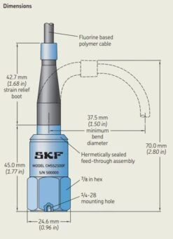 CMSS 2100, SKF, Industrial Accelerometer, Straight Exit With MIL-C-5015 Two Pin Connector.