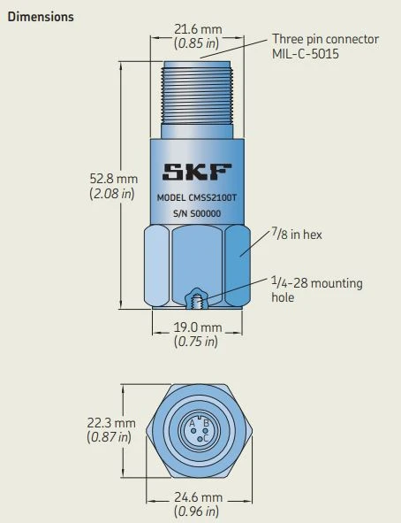 CMSS 2100-T, SKF, Industrial Sensor, Straight Exit, Acceleration And Temperature (XDCR, ACCL, INDL STD, W/TEMP) 4 CMSS 2100-T, SKF, Industrial Sensor, Straight Exit, Acceleration And Temperature (XDCR, ACCL, INDL STD, W/TEMP) - Image 2