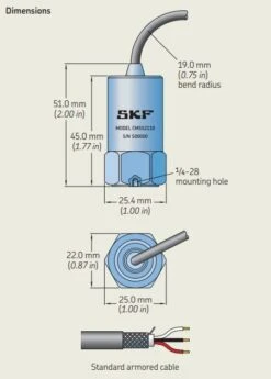 CMSS 2110, SKF, Accelerometer With Integral, Braided Cable, Straight Exit (XDCR, ACCL, 16.5'BRAIDED) 5 CMSS 2110, SKF, Accelerometer With Integral, Braided Cable, Straight Exit (XDCR, ACCL, 16.5'BRAIDED) -Electro Mechenical Shop SKF CMSS2110 p2drawing