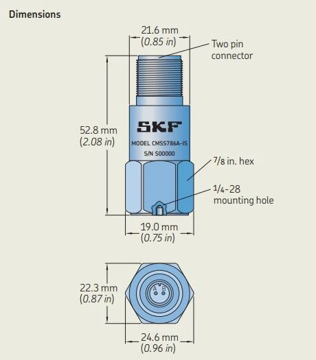 CMSS 786A-IS, SKF, Intrinsically Safe (IS) Rated), Agency Approved Accelerometer, Straight Exit (XDCR, ACCL, IS, CA, KEMA) 4 CMSS 786A-IS, SKF, Intrinsically Safe (IS) Rated), Agency Approved Accelerometer, Straight Exit (XDCR, ACCL, IS, CA, KEMA) - Image 2