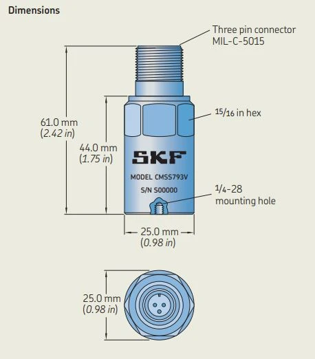 CMSS 793V-EE, SKF, Piezoelectric, ATEX Approved, Industrial Velocity Sensor, Straight Exit (XDCR, VEL, STD, SIRA, GP IIA ONLY) 4 CMSS 793V-EE, SKF, Piezoelectric, ATEX Approved, Industrial Velocity Sensor, Straight Exit (XDCR, VEL, STD, SIRA, GP IIA ONLY) - Image 2
